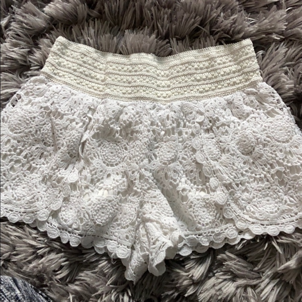 White lace shorts